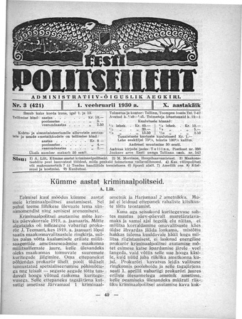 Eesti Politseileht ; 3 1930