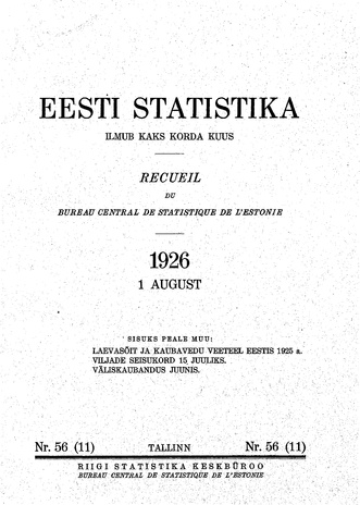 Eesti Statistika : kuukiri ; 56 (11) 1926-08