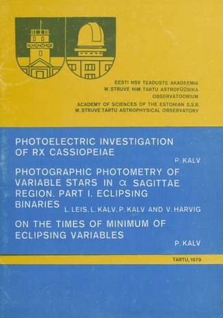 Photoelectric investigation of RX Cassiopeiae (W. Struve nimeline Tartu Astrofüüsika Observatoorium. Teated ; 1979, 58)
