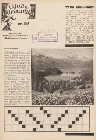 Ajude Gümnastika : ristsõnamõistatuste ajakiri ; 19 1939-05-11