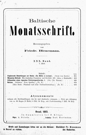 Baltische Monatsschrift ; 7 1883