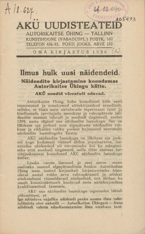 AKÜ Uudisteateid ; 2 1936-06