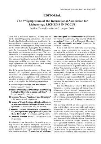 Lichens in focus : selection of poster contributions of IAL5