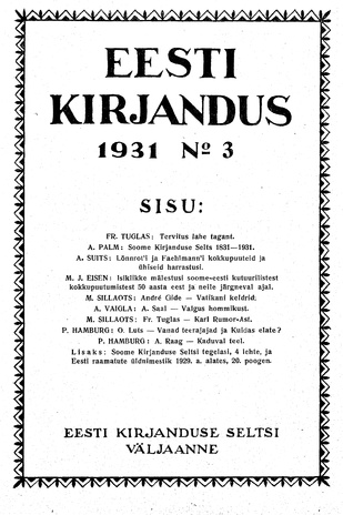 Eesti Kirjandus ; 3 1931