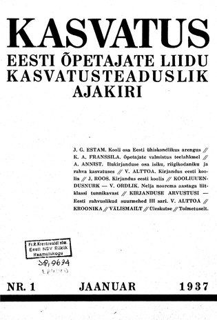 Kasvatus ; 1 1937-01