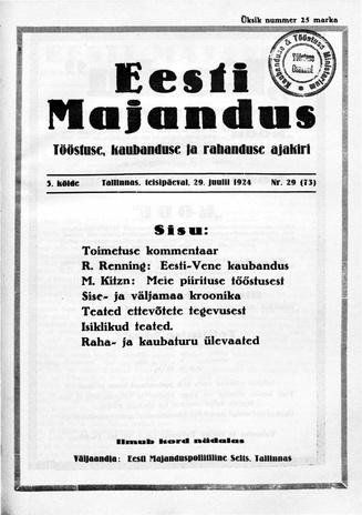 Eesti Majandus ; 29 1924-07-29