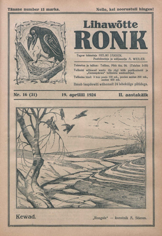 Ronk : perekonna ja noorsoo ajakiri ; 16 (31) 1924-04-19