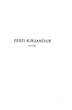 Eesti Kirjandus ; sisukord 1938