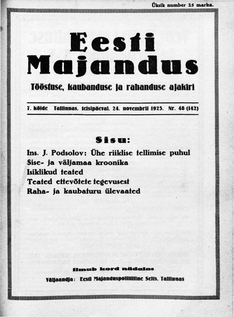 Eesti Majandus ; 48 (142) 1925-11-24