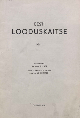 Eesti Looduskaitse ; 1 1938-02-23