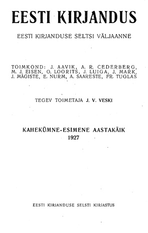 Eesti Kirjandus ; 3 1927