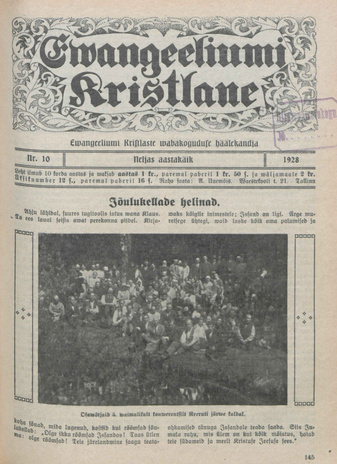 Evangeeliumi Kristlane : Tallinna Immaanueli Evangeeliumi Kristlaste vabausuühingu häälekandja ; 10 1928