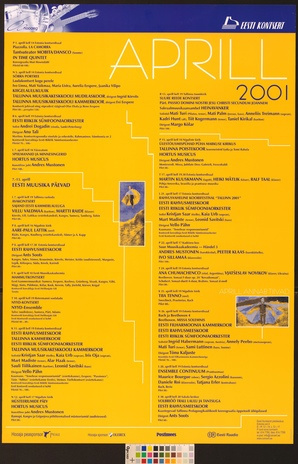 Aprill 2001 : kontserdid Tallinnas