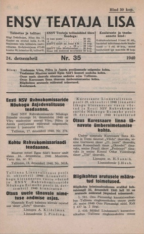 ENSV Teataja lisa ; 35 1940-12-24
