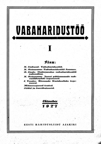 Vabaharidustöö ; 1 1927-10