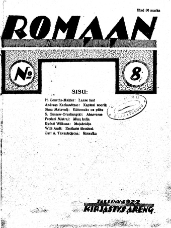 Romaan ; 8 1922